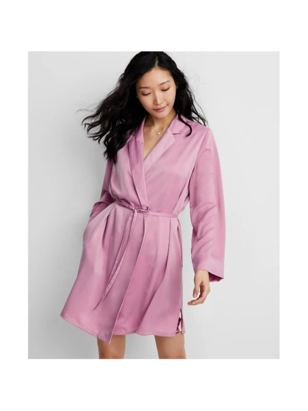 State of Day Extra Extra Large Purple Crepe de Chine/ Satin Self-Tie Robe NWT